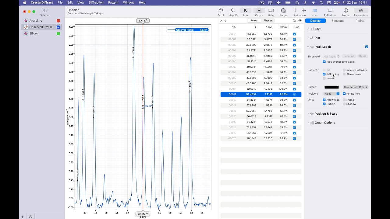 CrystalDiffract 7: Working with Observed Patterns