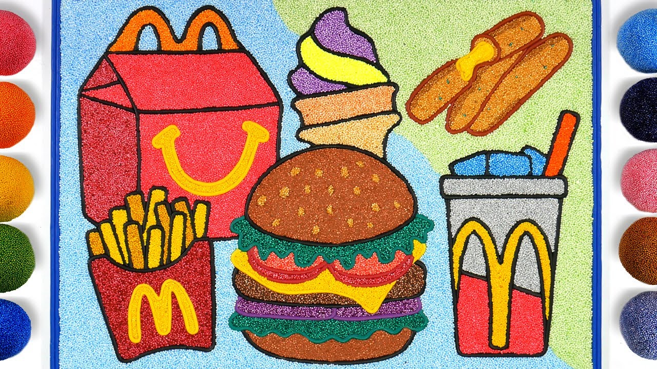 Fast food Hamburger Clay Coloring, McDonald's | Menggambar Dan Mewarnai Makanan cepat saji