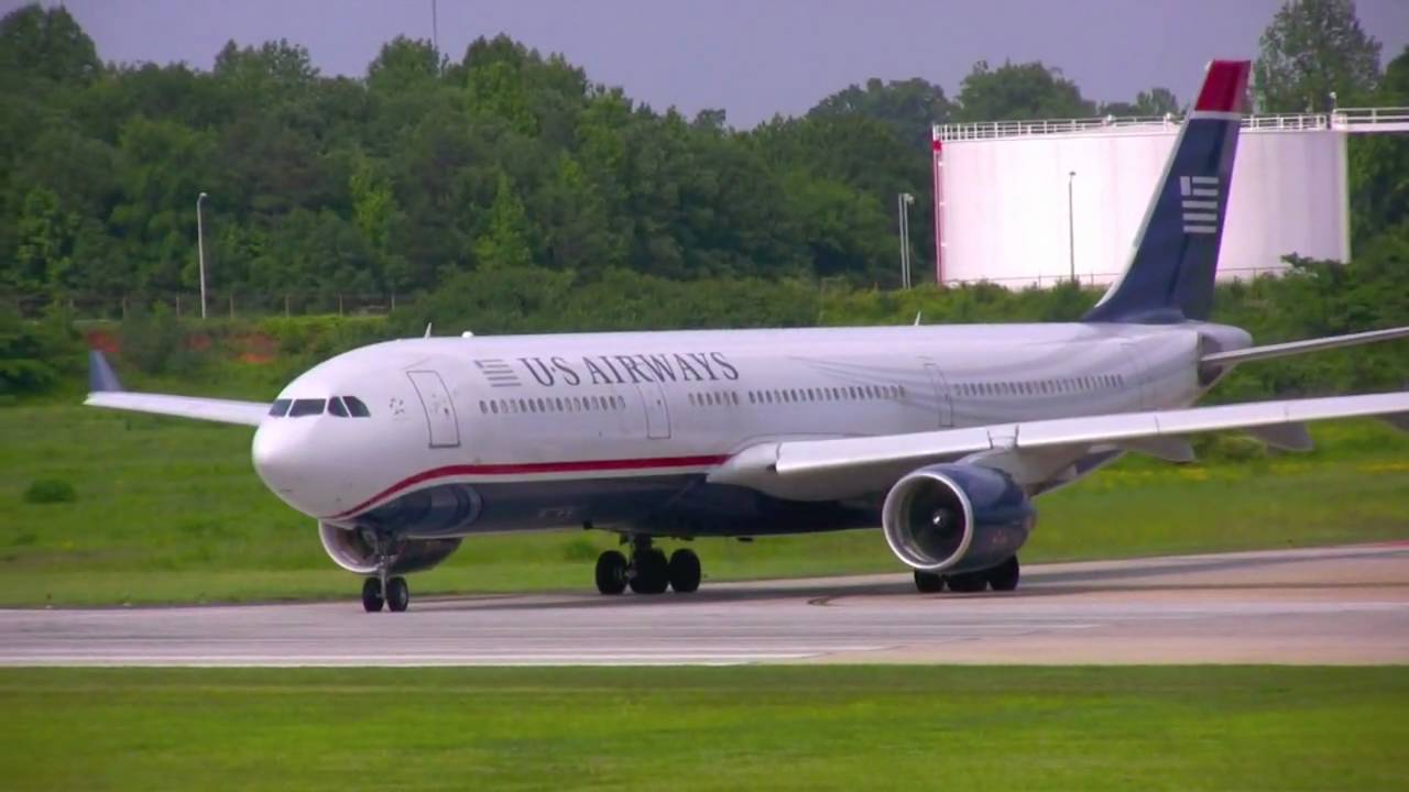 USAirways A330-300 Departs Charlotte for Frankfurt (HD)