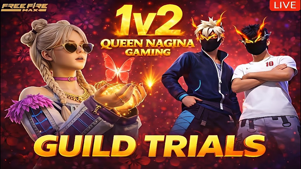 🔴1 VS 2 KOTTU GUILD ENTRY PATTU  || FREE FIRE || TELUGU GIRL LIVE 🔴 QUEEN NAGINA GAMING