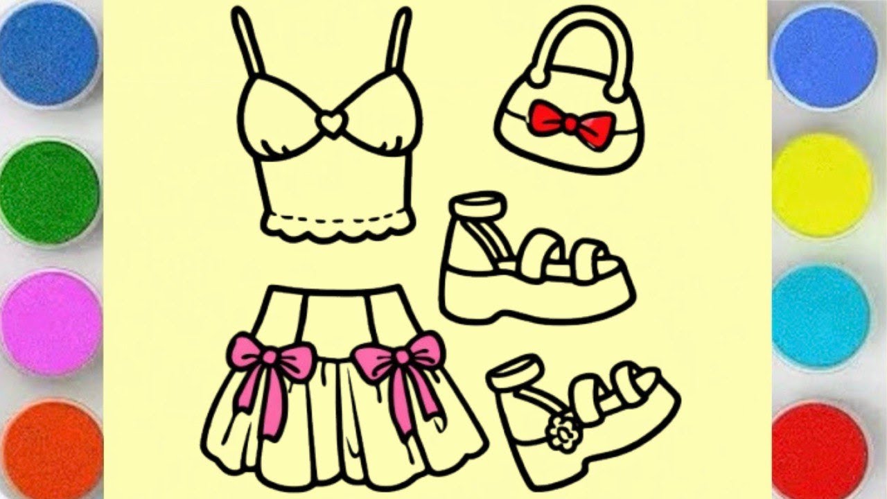 Sand Painting Cute Paper Doll Clothes 🌈 | Dress, Skirt & Shoes Coloring for Kids