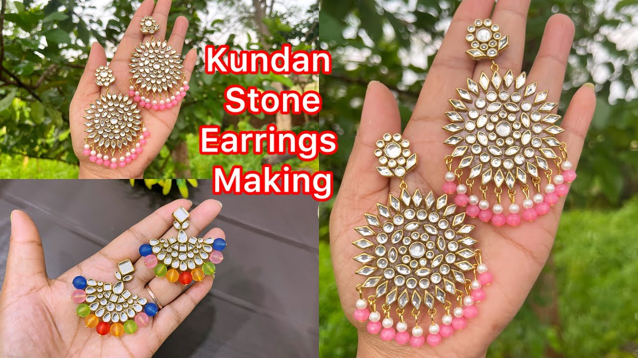 How to make Kundan Stone Earrings At Home | Kundan Jewellery Making | Diy by Kavita