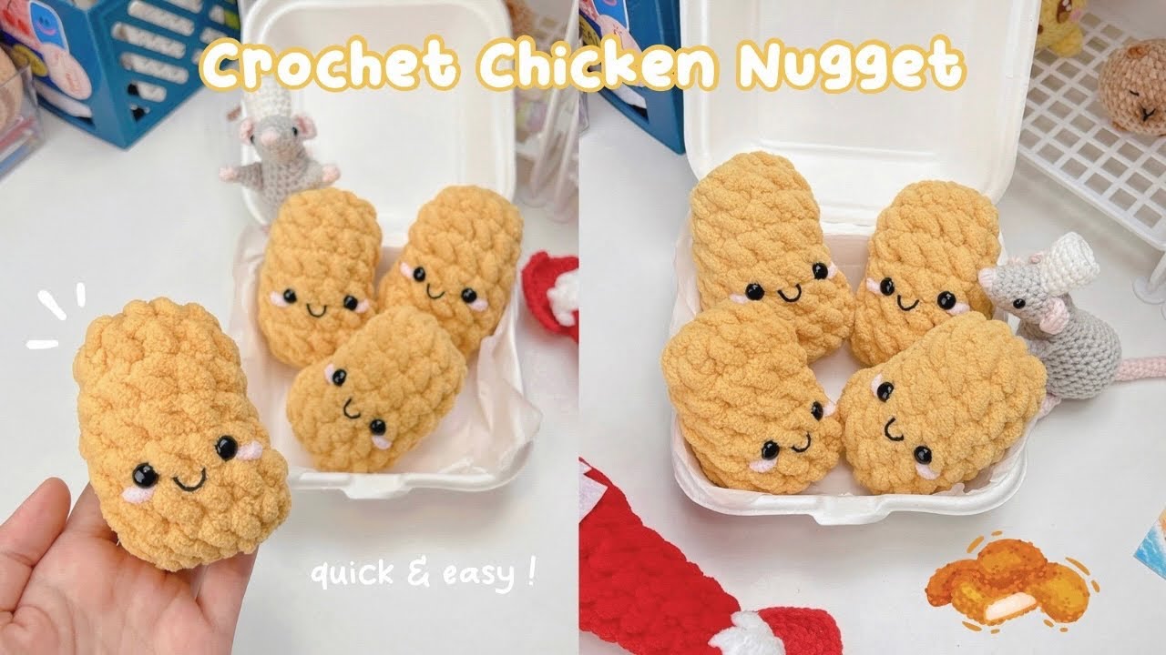 Как связать куриный наггетс крючком 🍗 Простое руководство по вязанию амигуруми / Вязание крючком