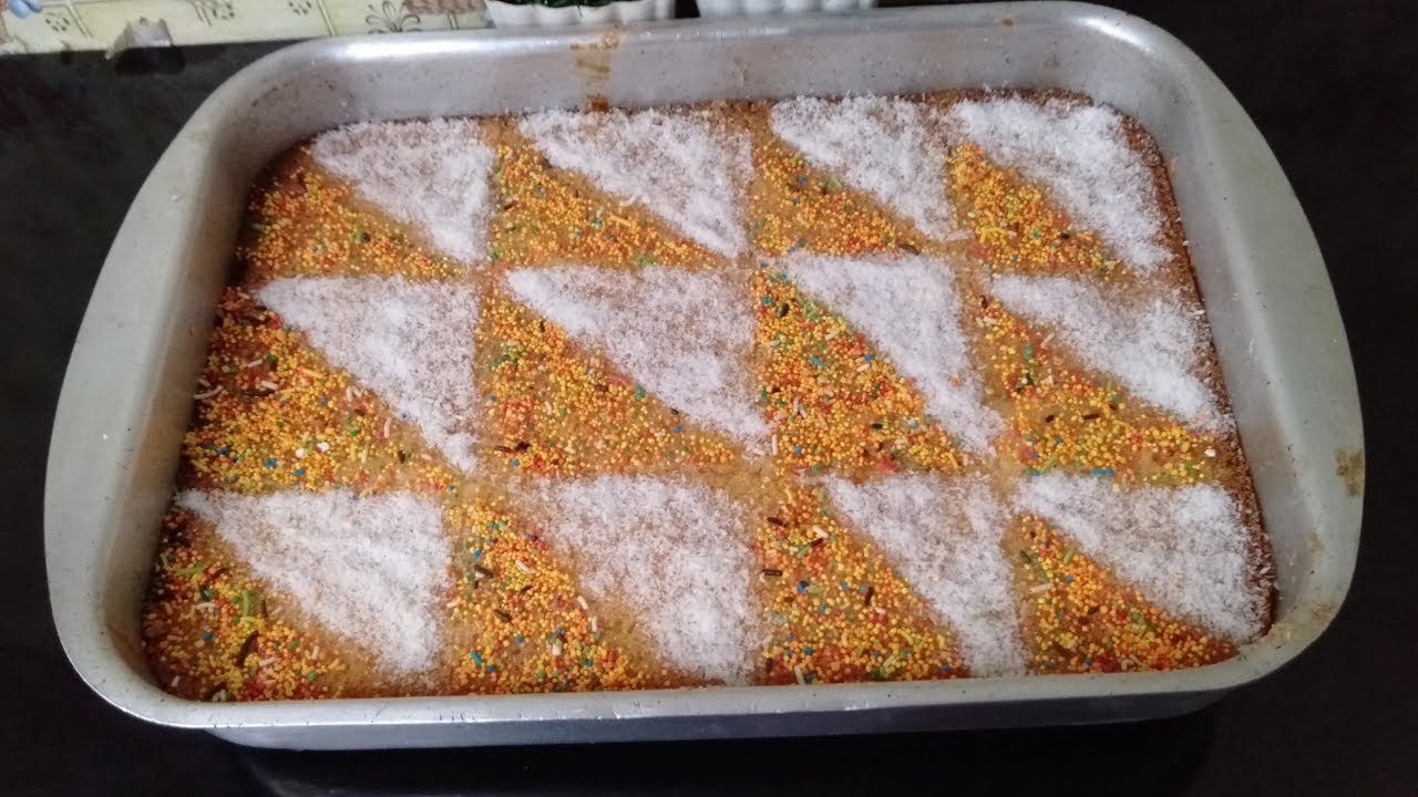 بسبوسه محشية بالقشطه وطبقات بمذاق مميز