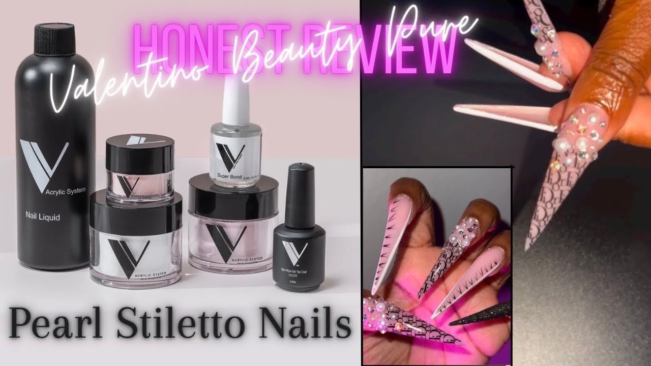 ЧЕСТНЫЙ обзор 🥴 Акриловая пудра Valentino Beauty Pure | Акриловые ногти Stiletto Pearl