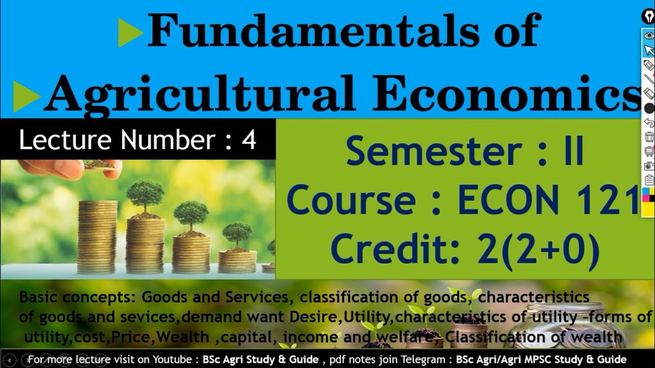 B.Sc.Agri🌸L-4🌸ECON 121💰Basic Concepts -Goods(Classi,Chara)Services, Utility(Chara,Forms)Price,Wealth
