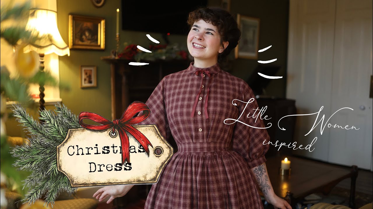 I made a LITTLE WOMEN inspired Christmas dress 🎄 | Sew with me