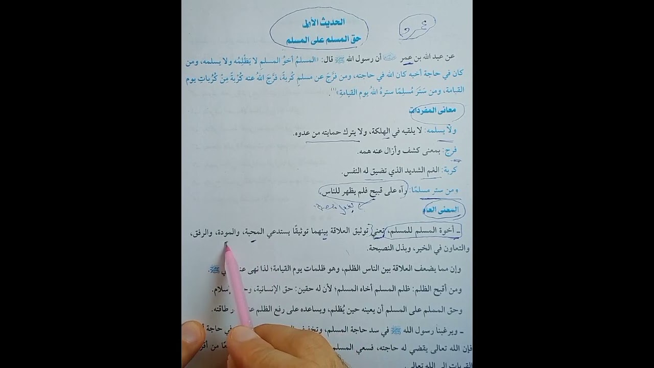 الحديث الأول 3ع تيرم أول حق المسلم على المسلم