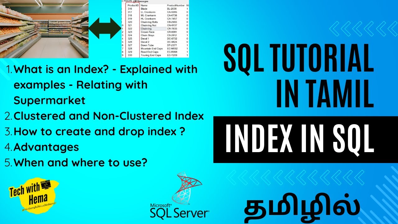 Index in SQL |Clustered Index| Non-Clustered Index | SQL in tamil | Tech with Hema |#sql #sqlintamil