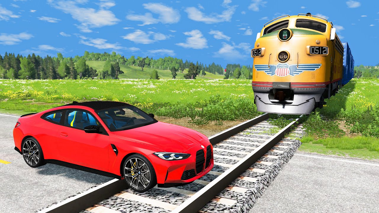 Cars vs Train Tracks Challenge #2 in BeamNG Drive!