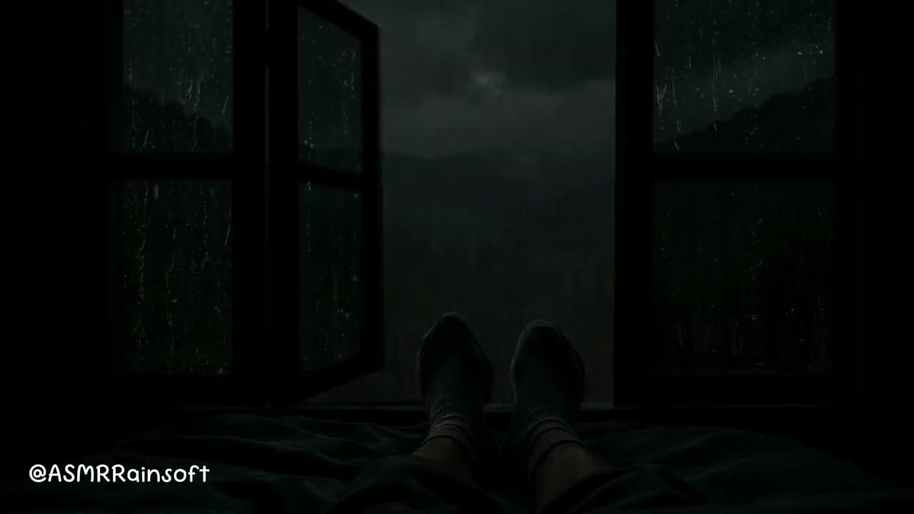 Gentle Rain in Outside Window the Bedroom | Calm Ambience Relaxing for Sleeping