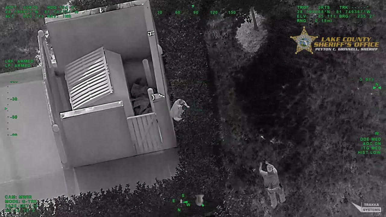 Полицейский вертолет выследил подозреваемого до мусорного контейнера.