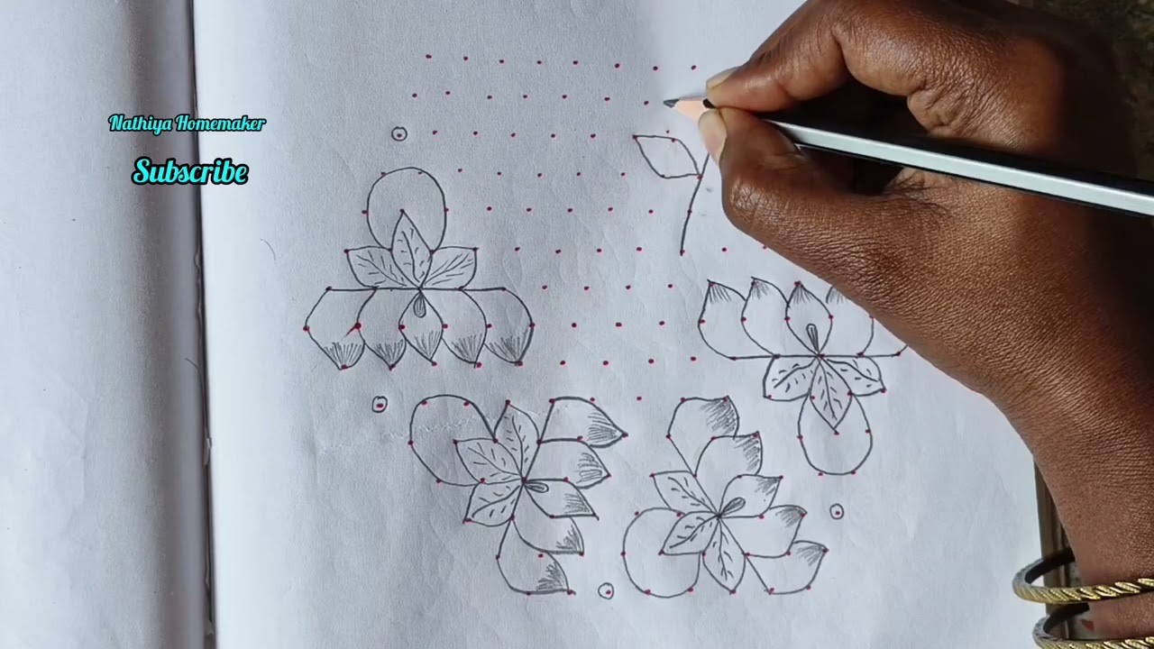 🌷Festive lotus kolam #Super flower kolam #Rangoli design🌷 @Nathiyahomemaker