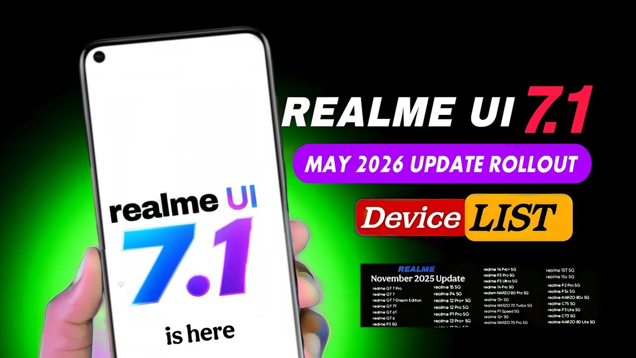Realme UI 7.1 May 2026 Updated Full Device list | realme Android 16 Update & Top Features ⚡