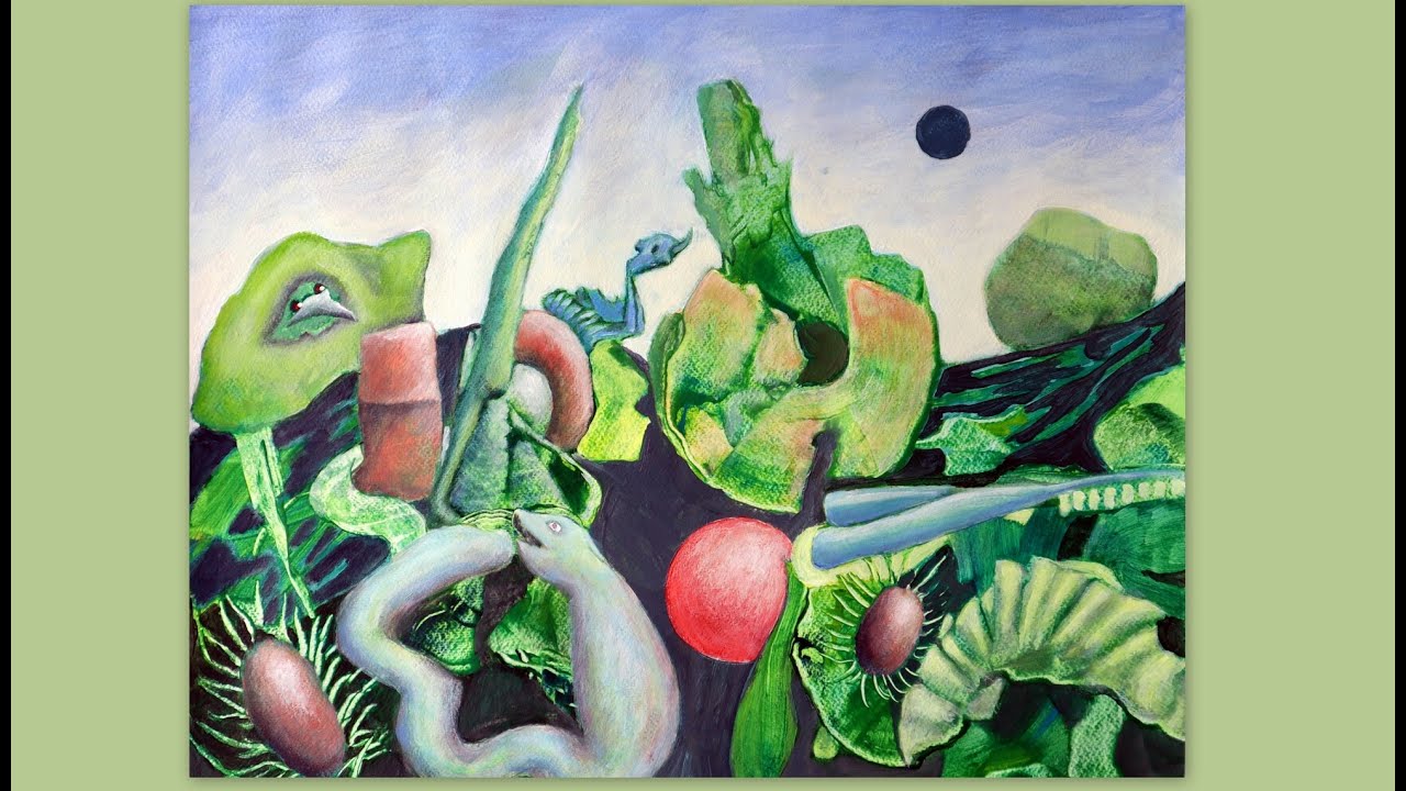 Acryltechniken kombinieren, aus dem Grün, combining acrylic techniques, Kleistertechnik, Lasuren