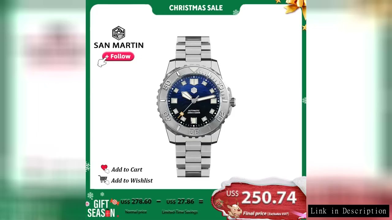 San Martin 1000m Deep Waterproof 43mm Men Diver Watch with Helium Escape Valve NH35 Automatic Mechan