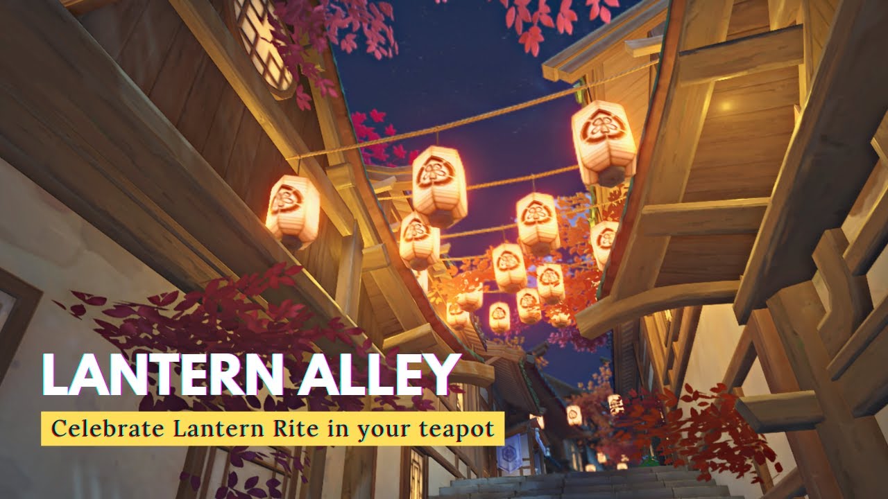 Lantern Alley 🎐 || Genshin Serenitea Pot Design (Emerald Peak)