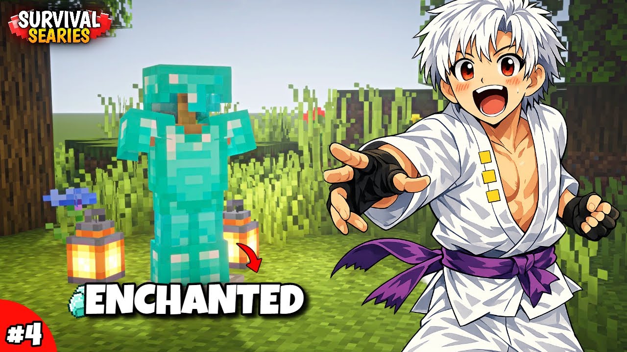 Making Enchanted Diamond Armour in Minecraft Survival 🤩 | #4