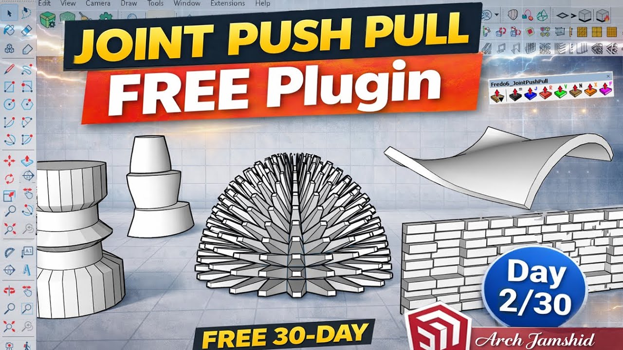SketchUp Can’t Push/Pull Curves — This Plugin Fixes Everything! (Joint Push Pull) #sketchupplugins 
