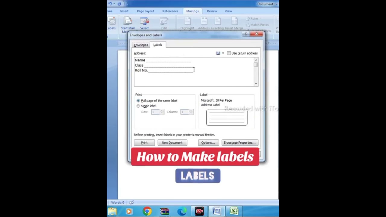 How to Make Labels in MS Word|itskills
