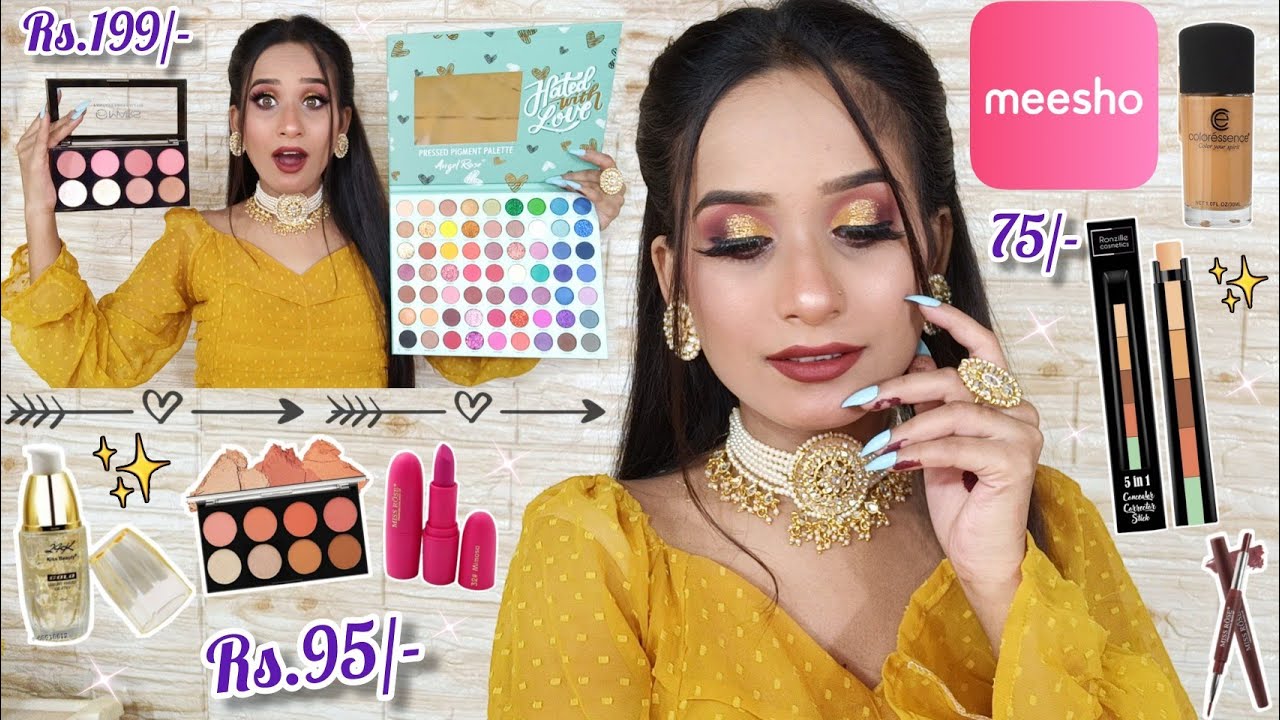 OMG🤯 Trying दुनिया का सबसे सस्ता Makeup From MEESHO | Starting Rs.95 | Meesho Cheapest Makeup Haul
