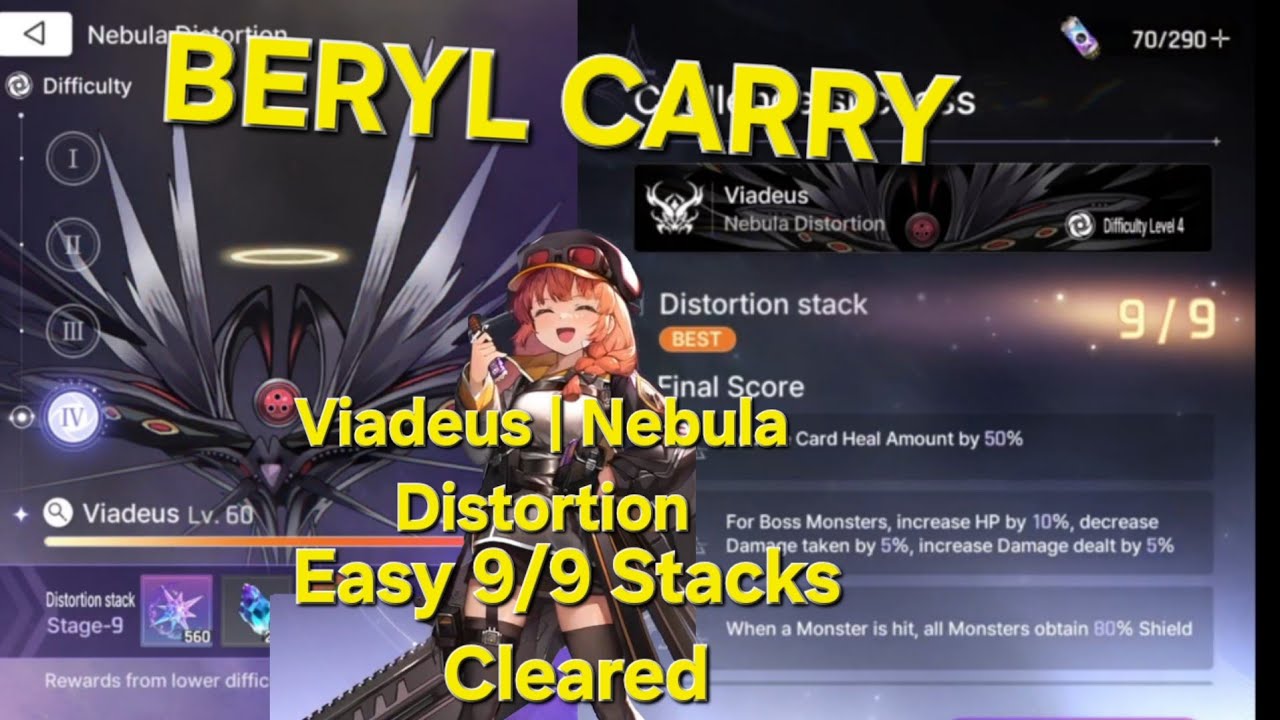 Beryl Destroys 9/9 Stacks Challenge Viadeus | Nebula Distortion | Chaos Zero Nightmare