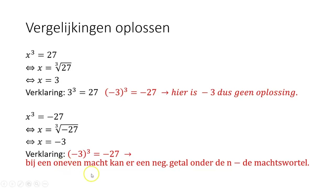 Vergelijkingen oplossen met n demachtswortels