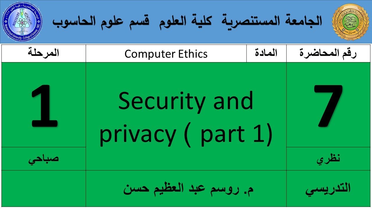 Security and privacy (part 1)