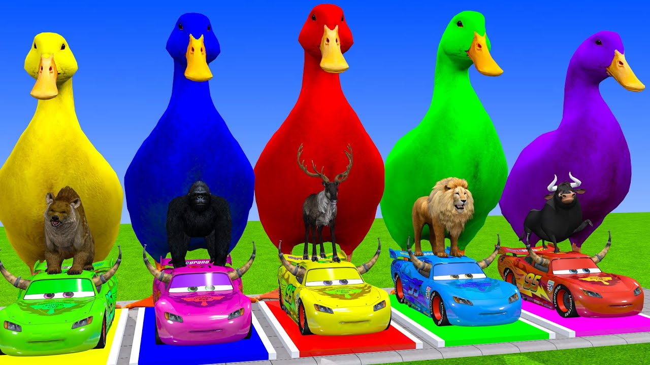 Long Slide Game With Elephant Gorilla Buffalo Hippopotamus Tiger 3d Animal Game Funny 3d Animals