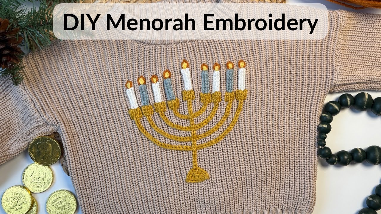 Hand-Embroider a Hanukkah Menorah