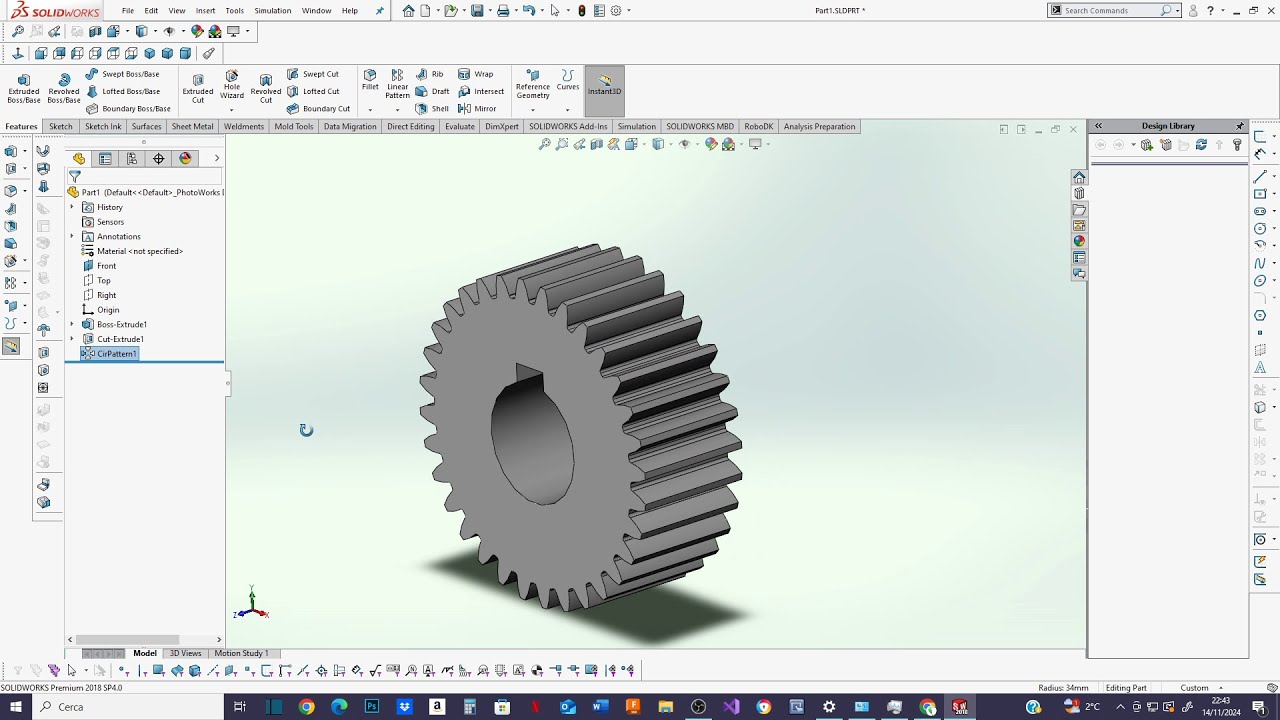 SOLIDWORKS TUTORIAL: Creare un ingranaggio a denti dritti in 3D con , Guida completa