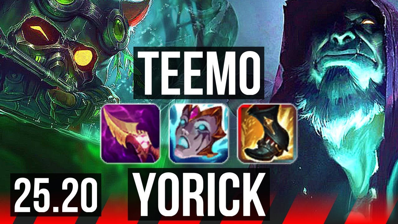 TEEMO vs YORICK (TOP) | Rank 3 Teemo, 4/1/8, 1500+ games | KR Grandmaster | 25.20