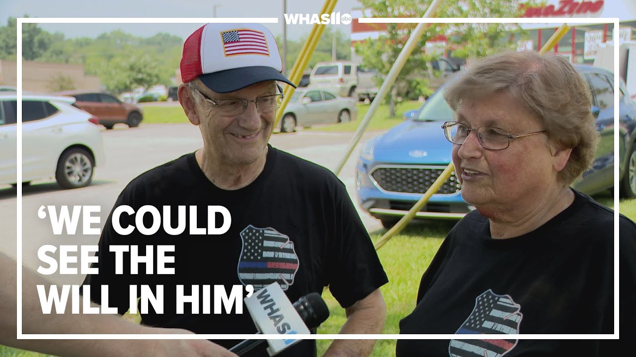 Officer Nickolas Wilt's grandparents, crowd welcomes him home to La Grange