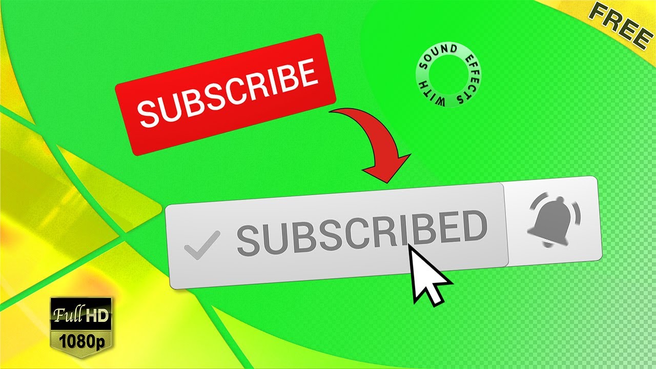 Free Download: Subscribe Button + Notification Bell (+ Sound FX) 🔔 [Green Screen/Alpha Channel] HD