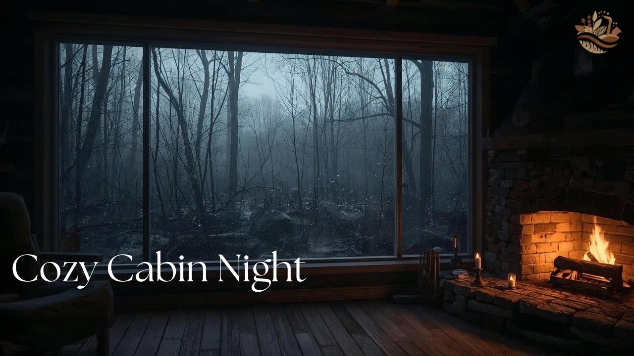 Cozy Cabin Fireplace & Rainy Forest Night 🔥 Relaxing Jazz Ambience for Study, Sleep & Calm (4K)
