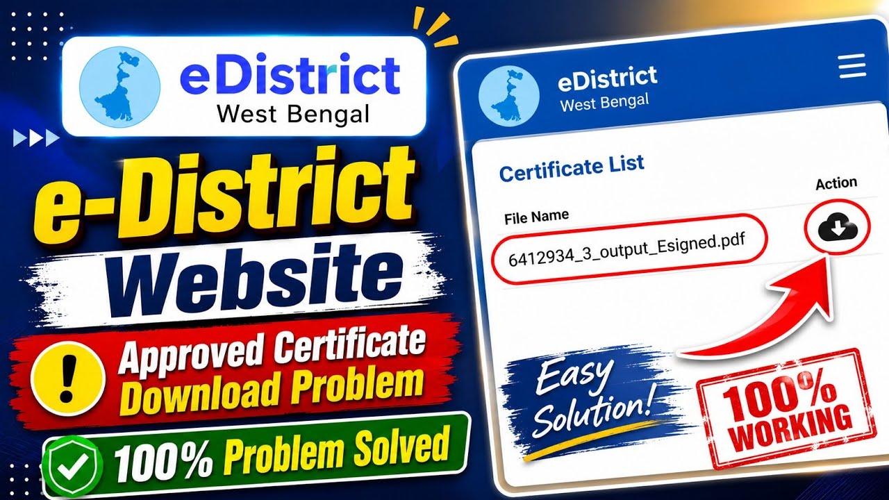 e District Website Approved Certificate Download Problem | BDO Income Certificate Download Problem