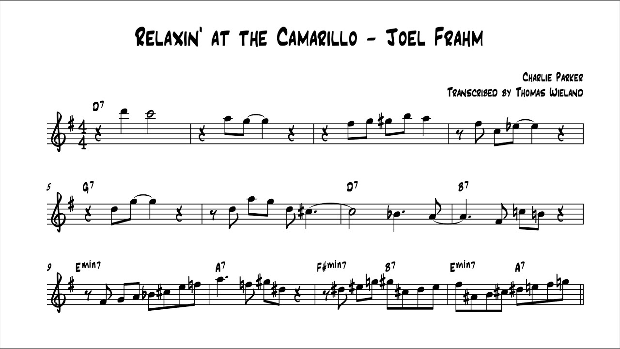 Relaxin' at the Camarillo - Joel Frahm (Bb Solo Transcription)