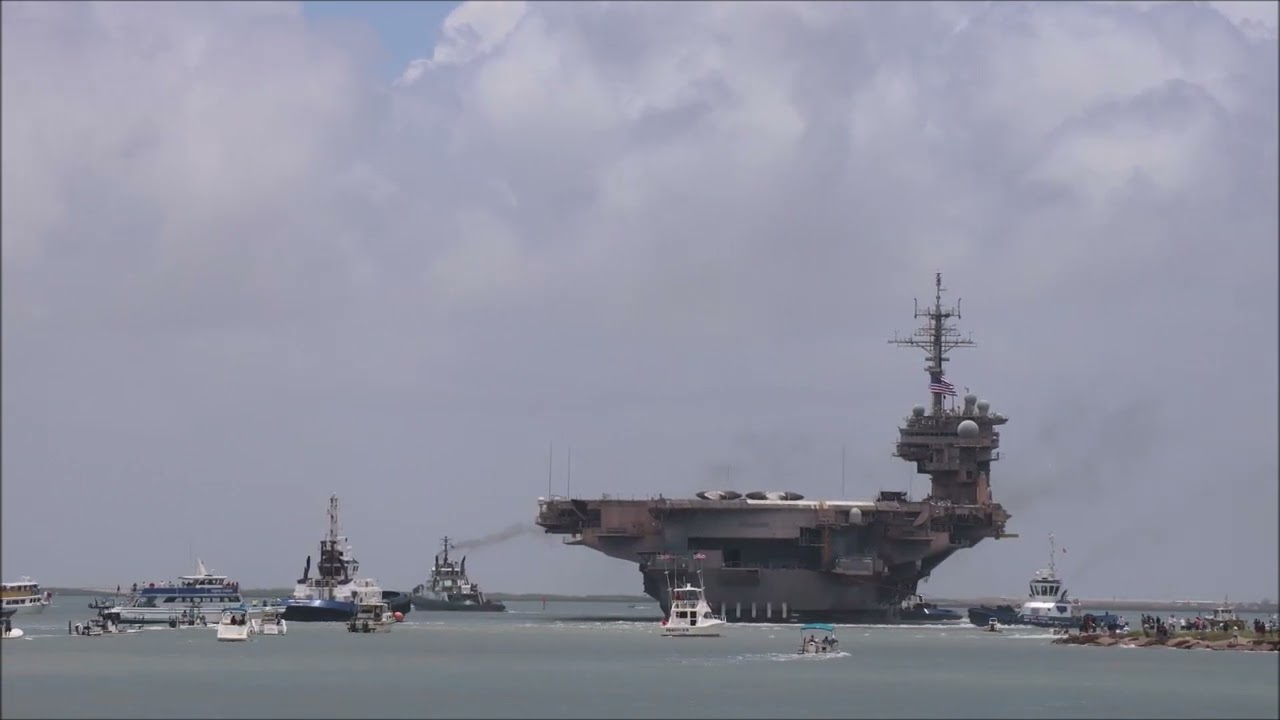 USS Kitty Hawk CV-63 final voyage to scrap yard in Port of Brownsville Texas