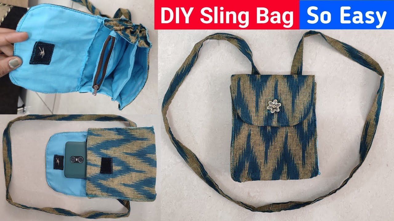 DIY Bag Making! बचे हुए कपडो के टुकडो में से बनाए Sling Handbag with zipper pocket! Sewing Tutorial