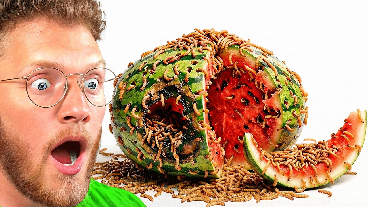 Reacting to 10,000 Mealworms Vs Watermelon