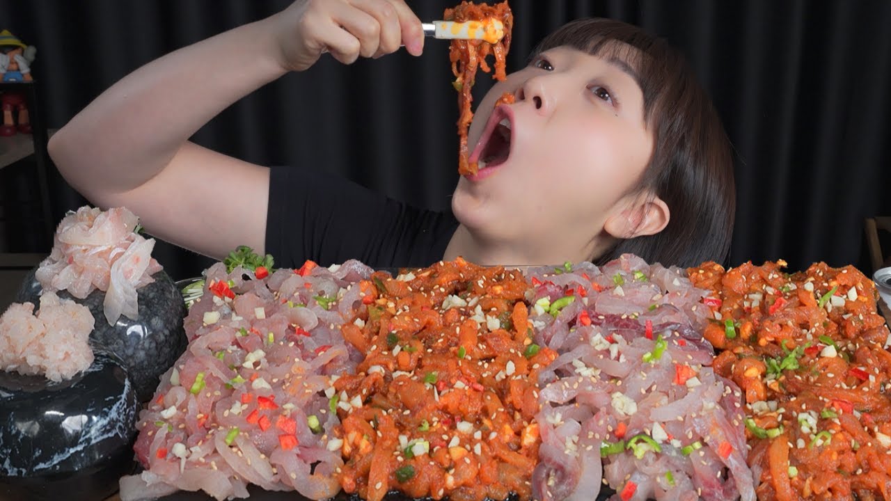 сырый карп🐟Mukbang eating show
