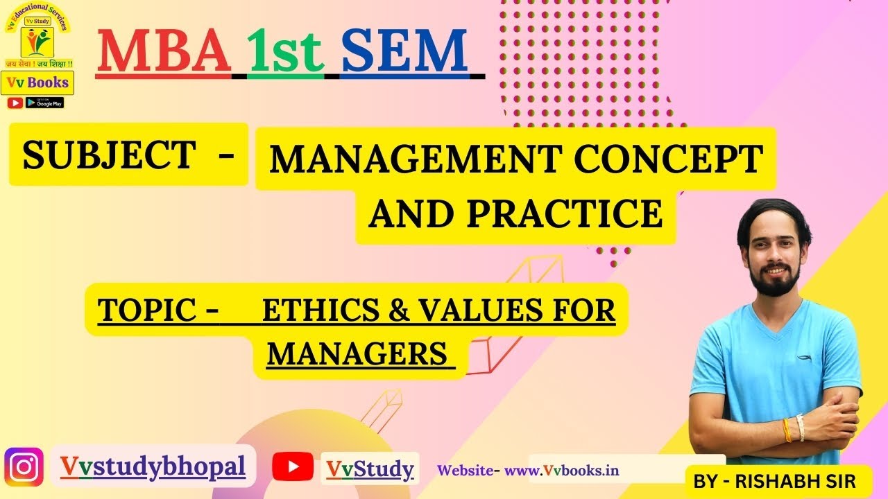 MBA 1st SEM SUBJECT NAME- MANAGEMENT CONCEPTS & PRACTICE TOPIC -  ETHICS & VALUES FOR MANAGERS