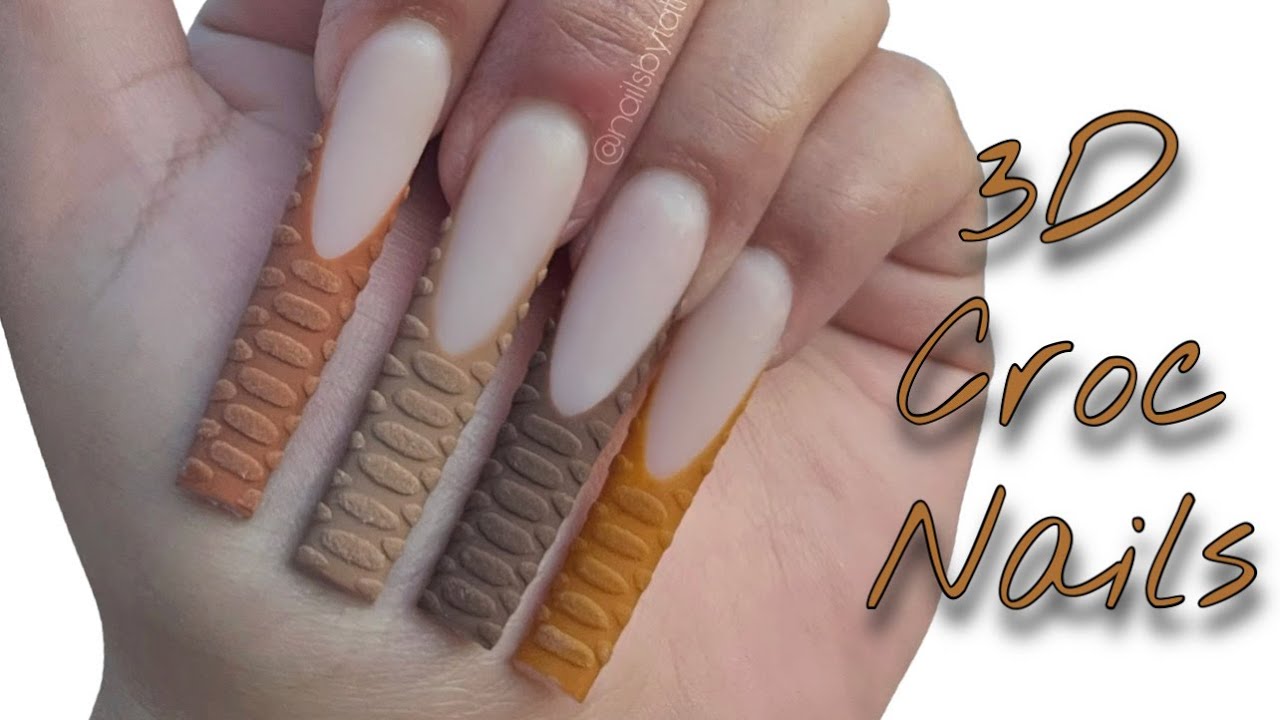 EASY 3D FRENCH TIP CROC PRINT | NAIL ART TUTORIAL