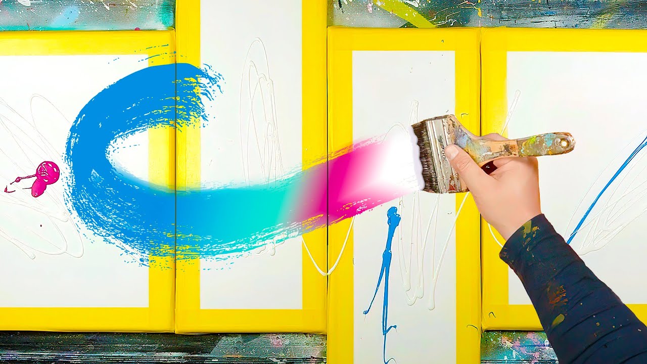 ABSTRACT ART PAINTING Demo With Acrylic Paint and Masking tape | Pœnalis
