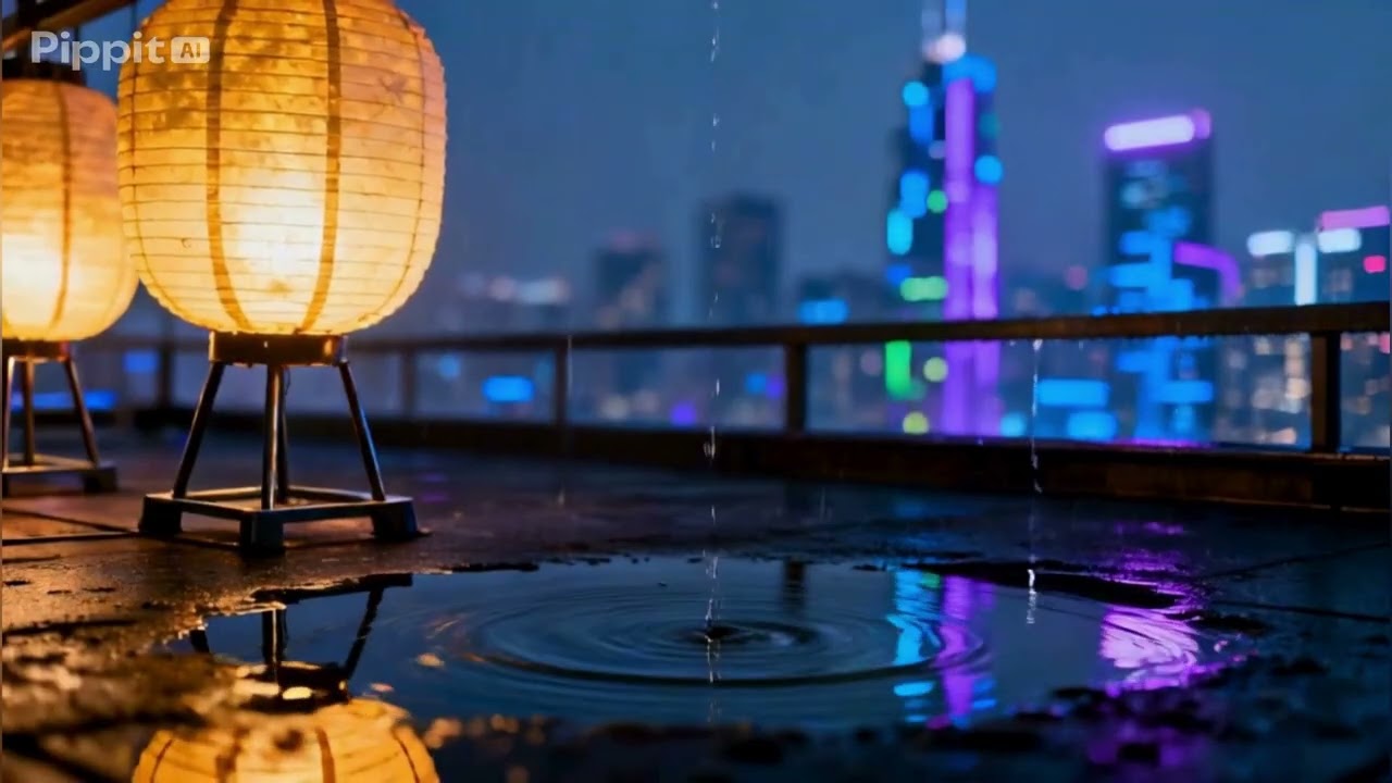 🥈 Night Rain Ambience 🌧️ Cozy City Lights for Sleep & Relaxation