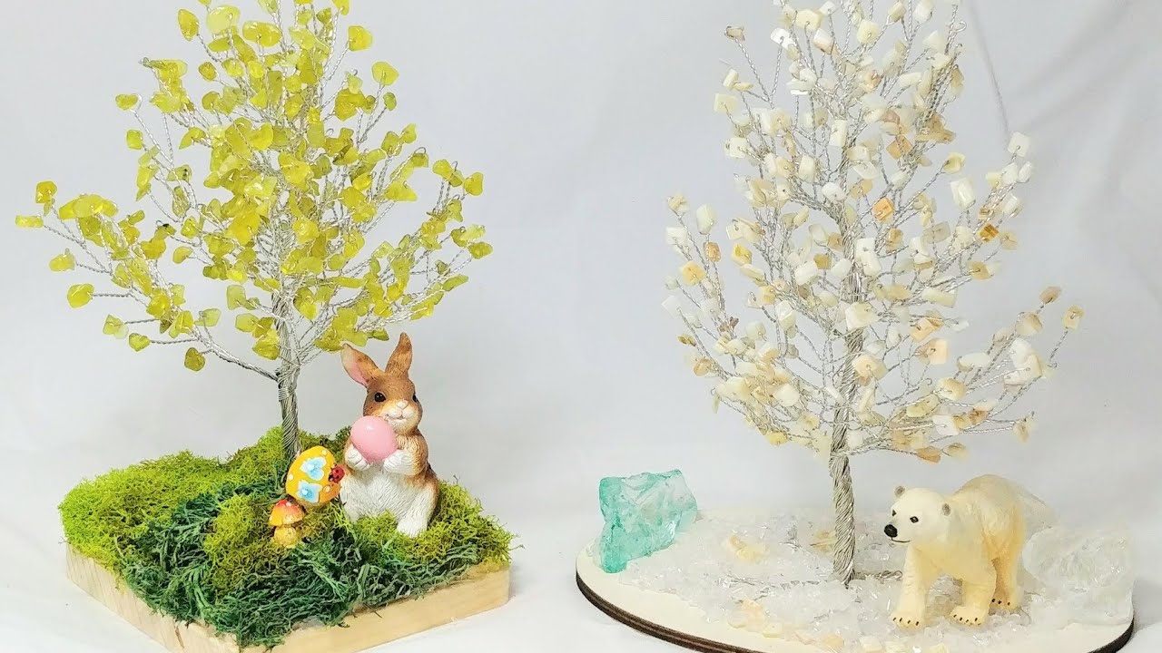 Дерево счастья из камней Часть 1. МК от Koshka2015 - цветы из бисера, бисероплетение Веточки Фен Шуй