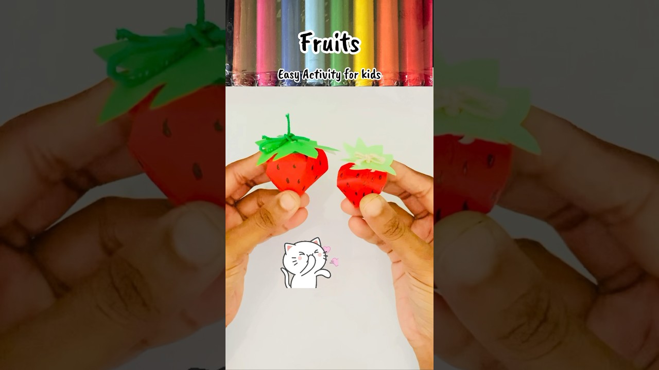 Strawberry Paper Craft for Kids !How to Make Strawberry |🍓 DIY Craft | Red Day Craft idea for Kids