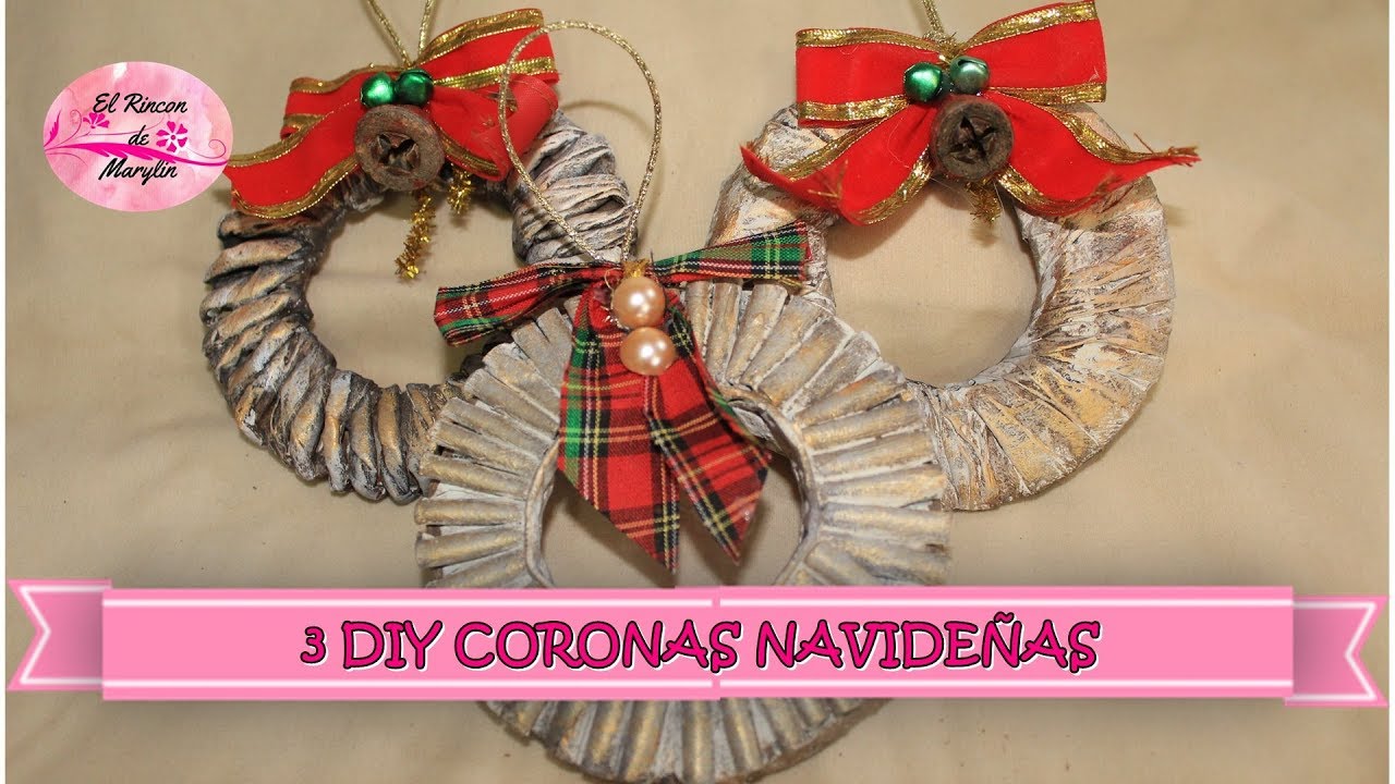 3 DIY CORONAS NAVIDEÑAS CON CARTON Y PAPEL