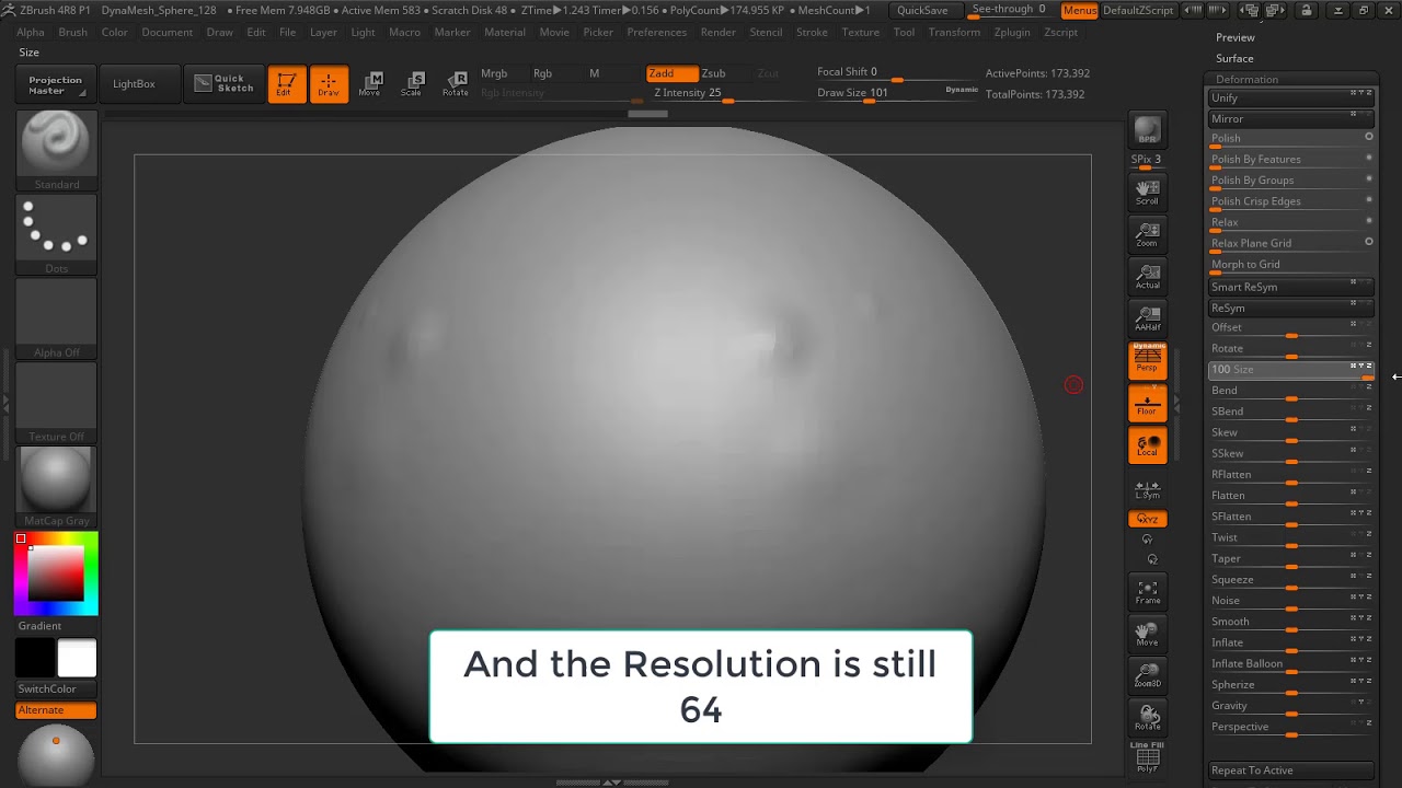 Zbrush Dynamesh and Mesh poly count explained