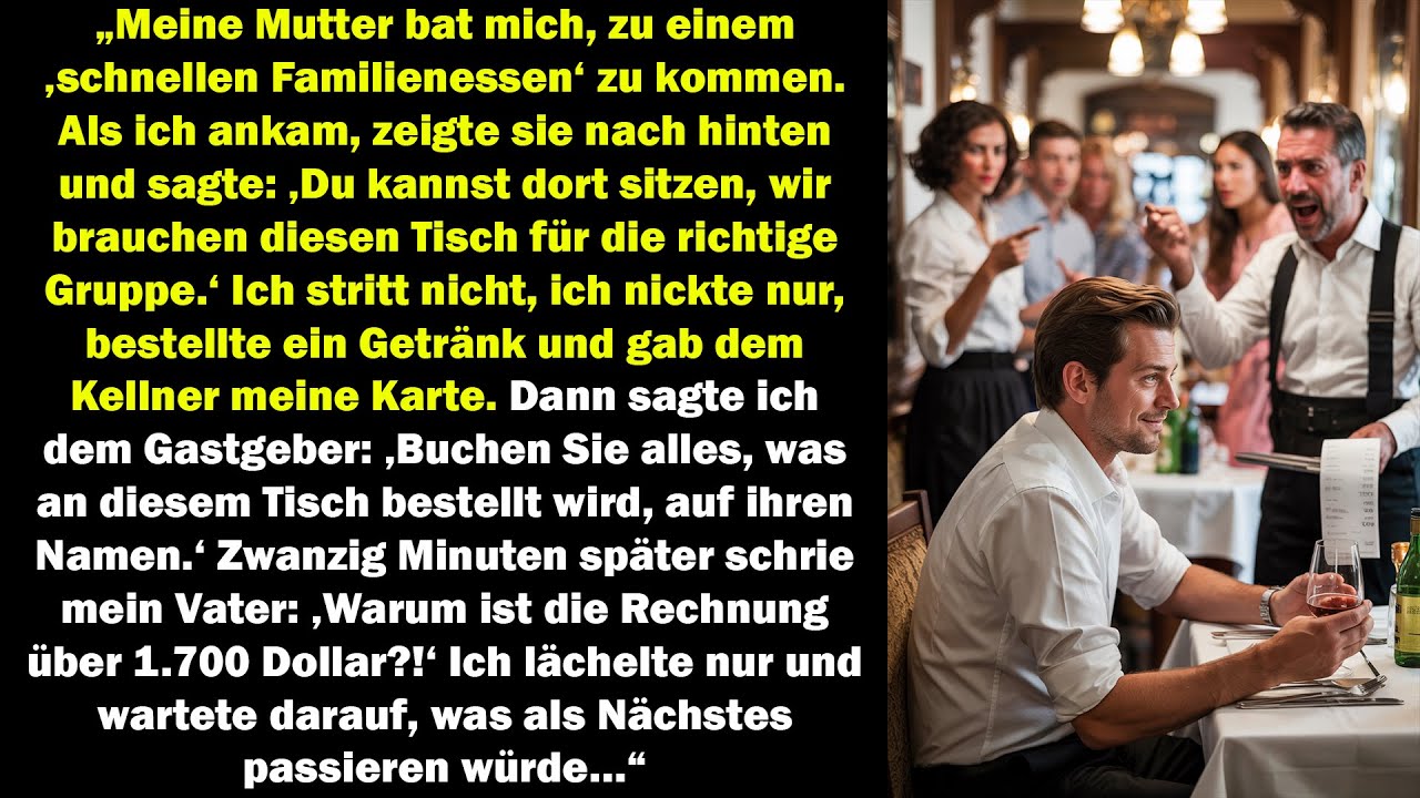 „Beim Familienessen schickten sie mich an den Rand – Minuten später zahlten sie 1.700 Dollar!“